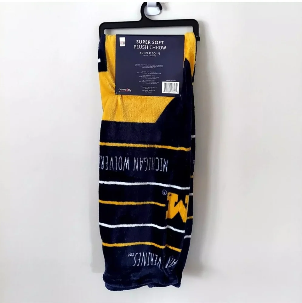 Michigan Wolverines Super Soft Plush Throw 60 x 50 Block M Gameday Essentials